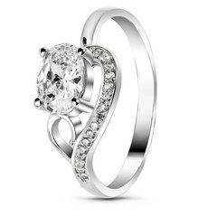 White gold ring with cubic zirconia FKBz217, 2.15