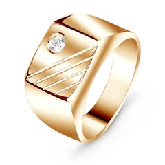 Signet made of red gold with cubic zirconia Pz003, 7.42