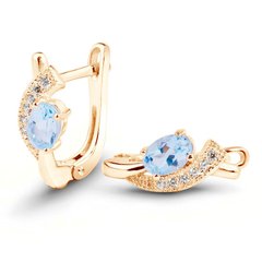 Earrings in gold with natural topaz ПДСз102Т