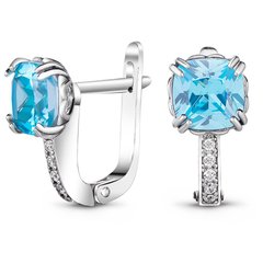 Silver earrings with natural topaz ПДС29Т