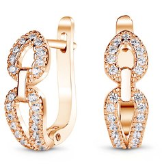 Gold earrings with cubic zirkonia ФСз174