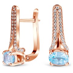 Gold earrings with natural topaz ПДСз50Т, 4.12