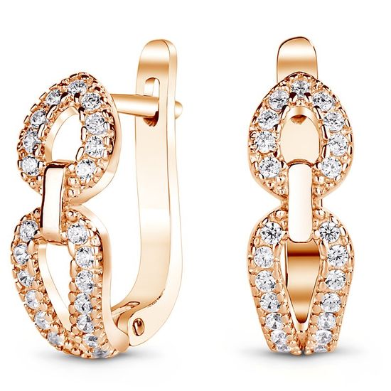 Gold earrings with cubic zirkonia ФСз174
