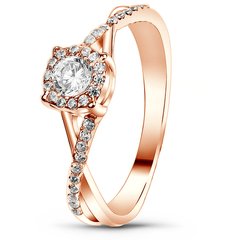 Red gold ring with cubic zirconia FKz216, 2.04