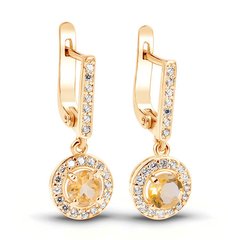 Gold earrings with natural citrine ПДСз68Ц