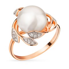 Gold ring with pearls and cubic zirkonia ЖК2012, 3.65