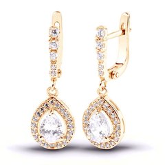 Gold earrings with cubic zirkonia ПДСз83