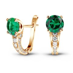 Gold earrings with emerald nano БСз101НИ