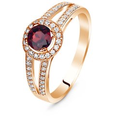 Gold ring with natural garnet ПДКз73Г, 16, 2.4