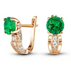 Gold earrings with emerald nano БСз104НИ