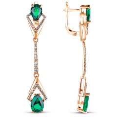 Gold earrings with emerald nano Сз1161НИ, 10.58