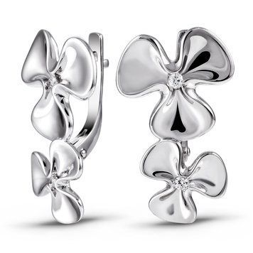Серьги из белого золота с фианитами ФБСз345, 5.45