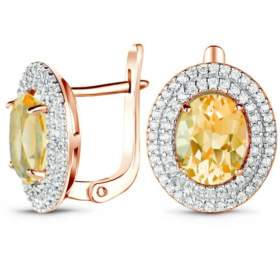 Gold earrings with natural citrine S66CT, 5.35
