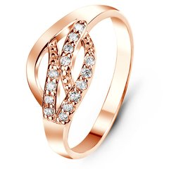 Red gold ring with cubic zirconia FKz128, 2.3