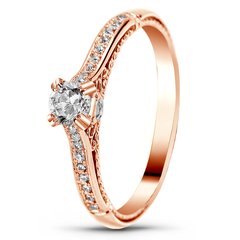 Red gold ring with cubic zirconia FKz238, 2.2
