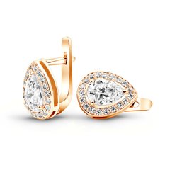 Earrings made of gold with cubic zirkonia ПДСз115
