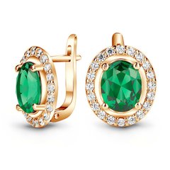 Gold earrings with emerald nano ПДСз13НИ