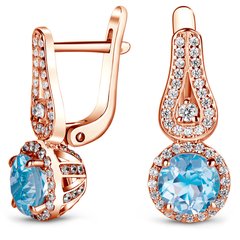 Gold earrings with natural topaz ПДСз58Т, 6.01