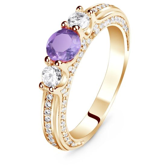 Gold ring with natural amethyst БКз110АМ, 3.72