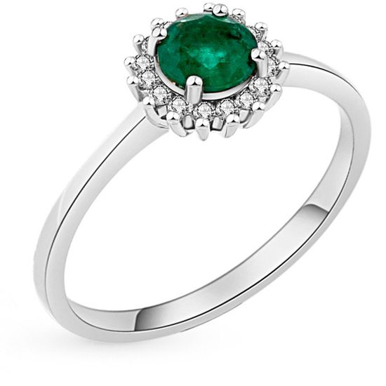 Gold ring with emerald and diamonds ИК5507Б, 2.67