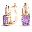 Earrings in gold with natural amethyst Сз1186АМ