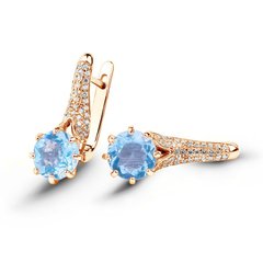 Gold earrings with natural topaz ПДСз53Т