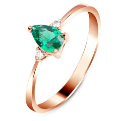Gold ring with emerald nano K1001NE, 1.5
