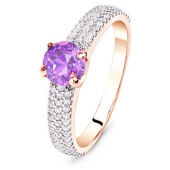 Gold ring with natural amethyst ПДКз64АМ, 2.45