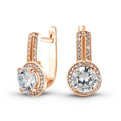 Gold earrings with cubic zirkonia ПДСз56
