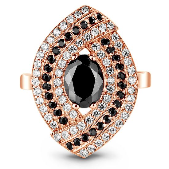 Red gold ring with black cubic zirconia FKz001TSCH, 5.4