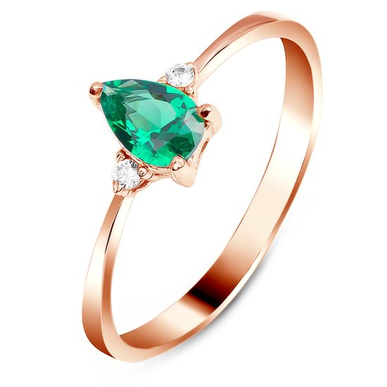 Gold ring with emerald nano K1001NE, 15, 1.5