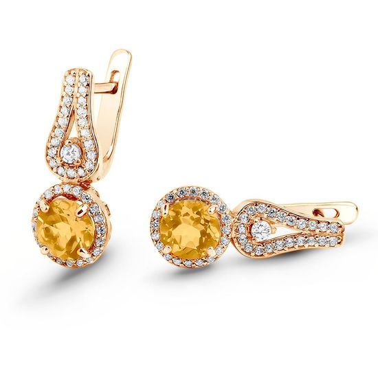 Gold earrings with natural citrine ПДСз58Ц, 6.01