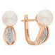 Gold earrings with pearls and cubic zirkonia ЖС2017
