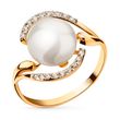 Gold ring with pearls and cubic zirkonia ЖК2004