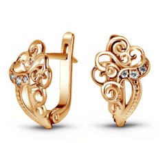 Earrings made of gold with cubic zirkonia ФСз124