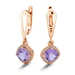 Earrings in gold with natural amethyst ПДСз80АМ