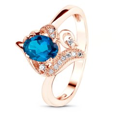 Gold ring with natural London Blue topaz ПДКз104ЛБ, 3.03