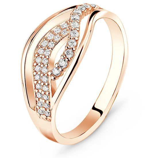 Red gold ring with cubic zirconia FKz043, 2.7