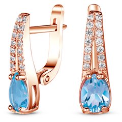 Gold earrings with natural topaz ПДСз113Т, 3.75