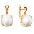 Gold earrings with pearls and cubic zirkonia ЖС2006