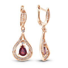 Earrings made of gold with natural garnet ПДСз101Г