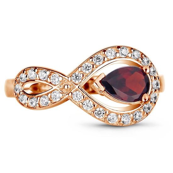 Gold ring with natural garnet ФКз159Г, 15.5, 2.66