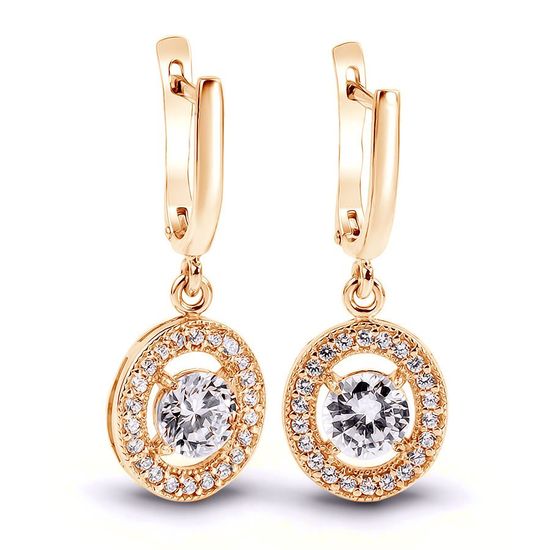Gold earrings with cubic zirkonia ПДСз03