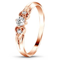 Red gold ring with cubic zirconia FKz233, 1.44