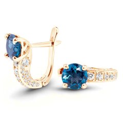 Gold earrings with natural topaz London Blue БСз101ЛБ