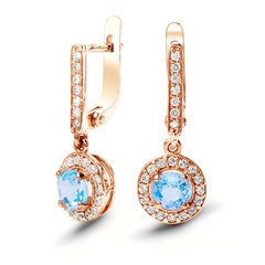 Gold earrings with natural topaz ПДСз68Т