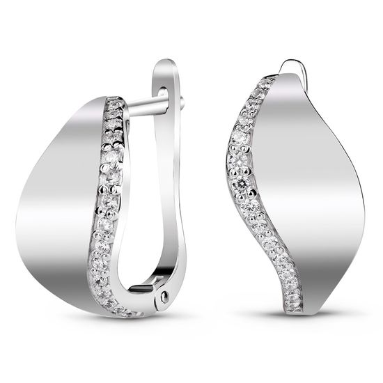 White gold earrings with cubic zirconia FBSz358, 4.69