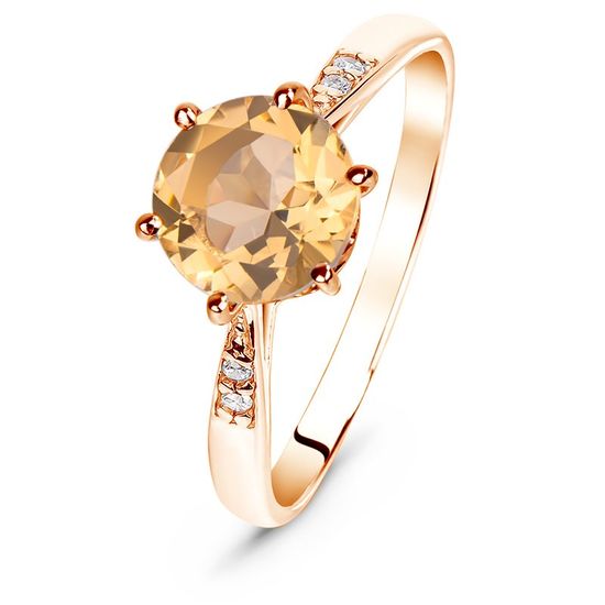 Gold ring with natural citrine ПДКз21Ц, 18.5, 2.28