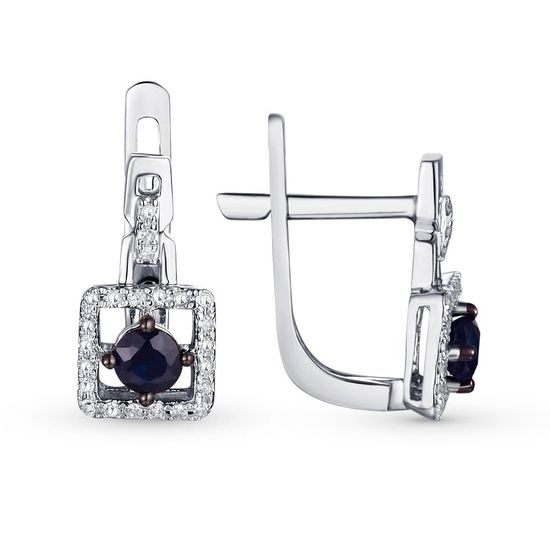 Gold earrings with sapphires and diamonds СС5504Б
