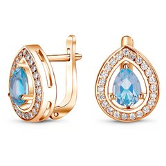 Earrings in gold with natural topaz ПДСз204Т